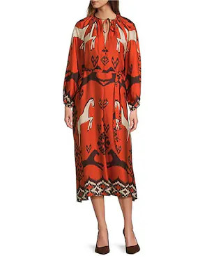 Antonio Melani Victoria Shift Long Sleeve Western Midi Dress | Dillard's | Dillard's