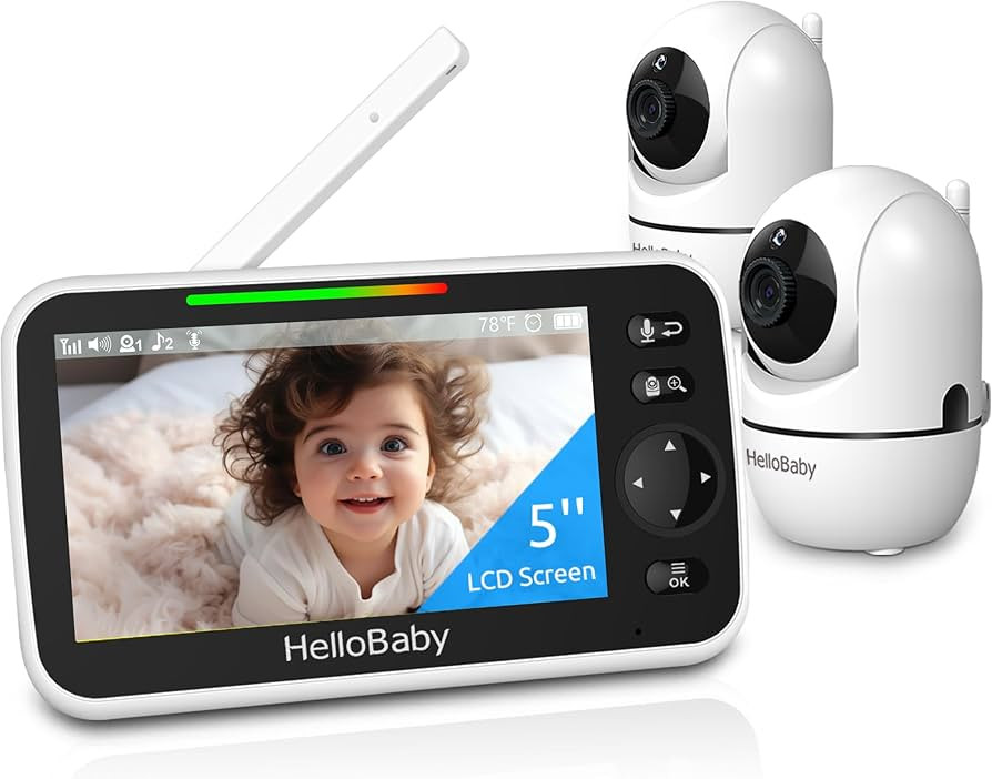 HelloBaby 5’’ Baby Monitor with 26-Hour Battery, 2 Cameras Pan-Tilt-Zoom, 1000ft Range Video ... | Amazon (US)