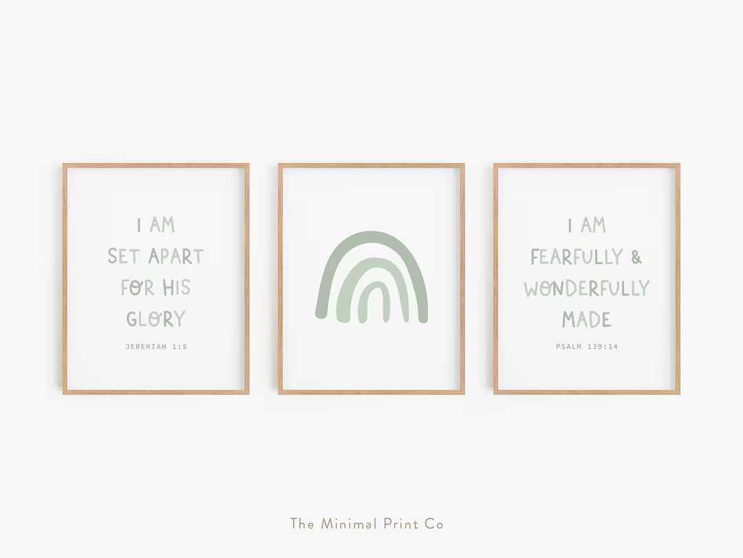 Nursery Bible Verse, Boy Nursery Wall Art, Boho Christian Nursery Decor, Kids Bible Verse, Playro... | Etsy (US)