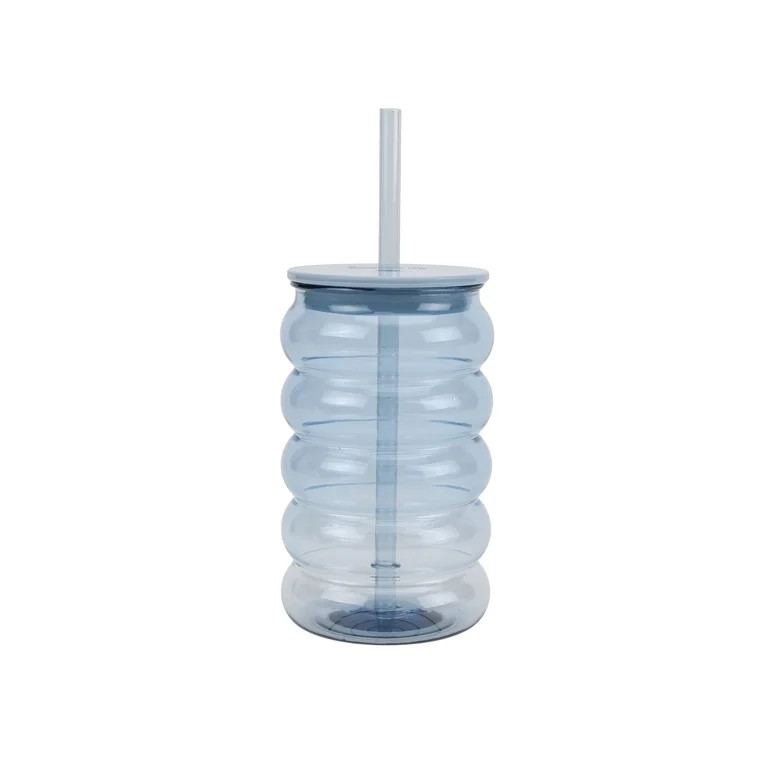 Just Feed Me by Jessie James Decker 18oz Bubble-Ribbed Tumbler with Straw, Blue | Walmart (US)