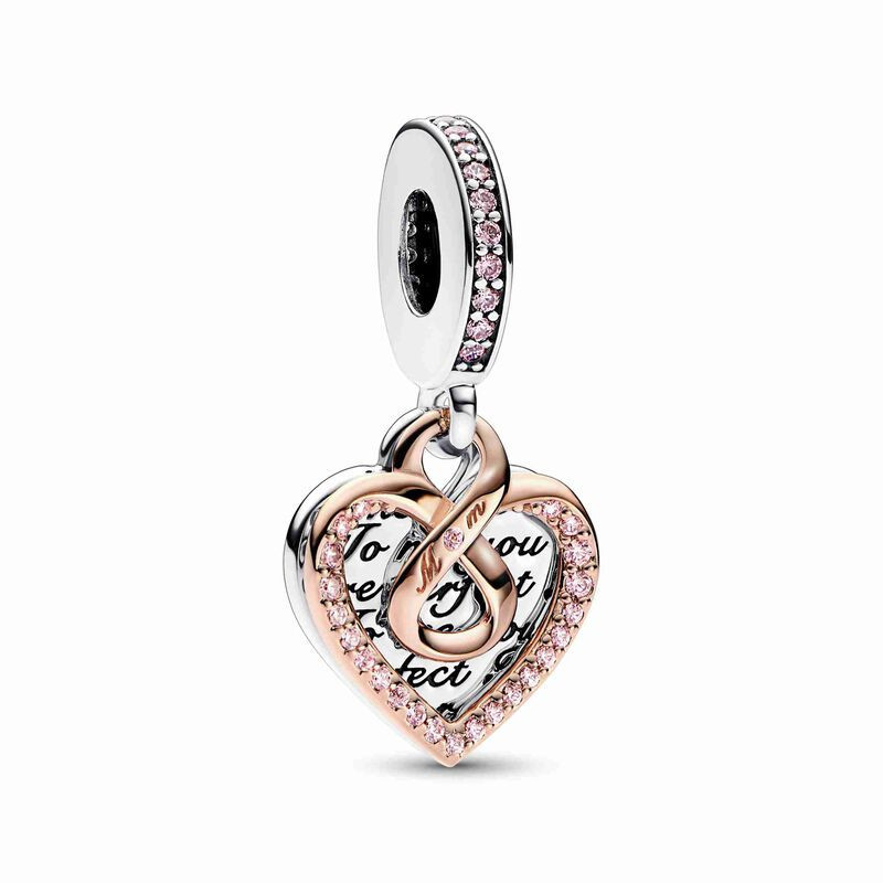 Pandora Two-tone Infinity Heart Double Dangle Charm,RG Plated, Womens |782641C01|Pandora | Ben Bridge Jeweler