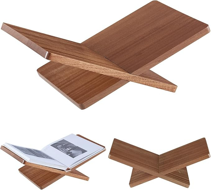 Solid Wooden Book Stand for Desktop Display & Reading –15.7" x 9.4" x 5.7” Extra Large Wood O... | Amazon (US)