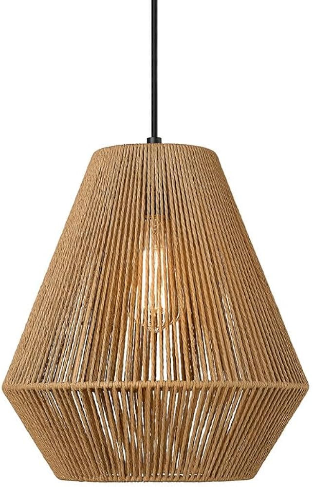 ELYONA Woven Pendant Lights Modern Boho Hanging Lamp with 12" Handwoven Rattan Basket Shade Adjus... | Amazon (US)