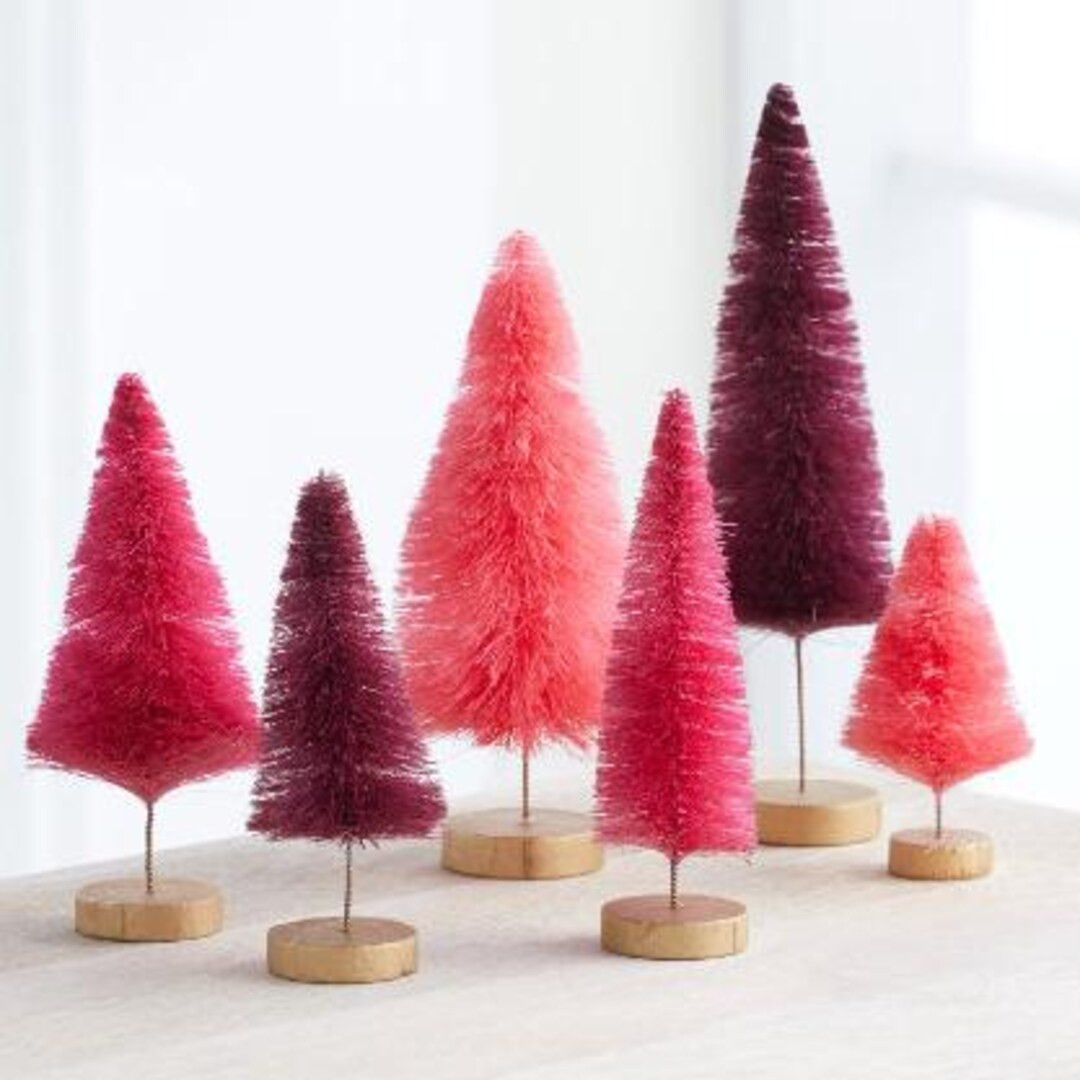 Bottle Brush Trees Set of 6 in Hand-dyed Pinks, Perfect Mother's Day Decor, Romantic Centerpiece,... | Etsy (US)