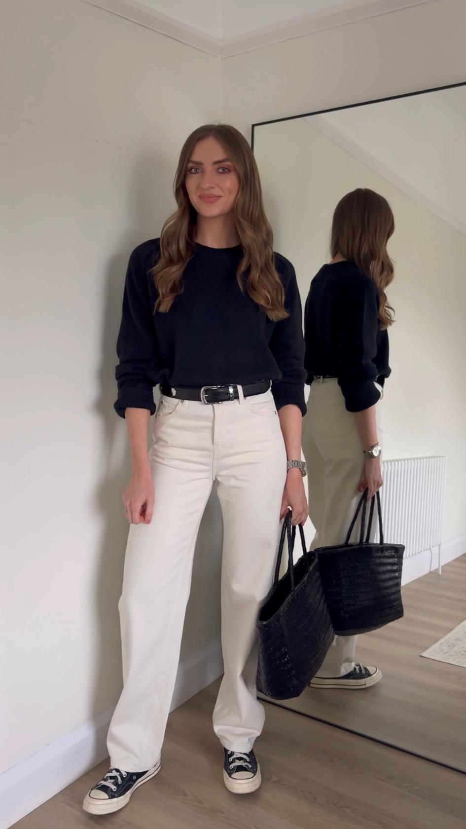 Studded leather belt styling

25 in the &OS cream jeans
Small in the Abercrombie black jumper
XS in the M&s studded leather belt
Converse chuck 70 hi-tops
Dragon Diffusion black triple jump bag




Everyday outfit, wardrobe staples, capsule wardrobe, 
Studded belt outfit, Khaite belt, designer dupe, smart casual outfit, cream jeans outfit 


#LTKeurope #LTKstyletip #LTKuk