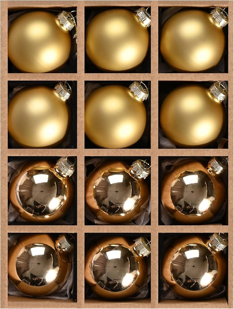 WDS WONDROUS Shiny and Matte Gold Mini Glass Ball Christmas Ornaments, 2.36” Hanging Ball Ornam... | Amazon (US)