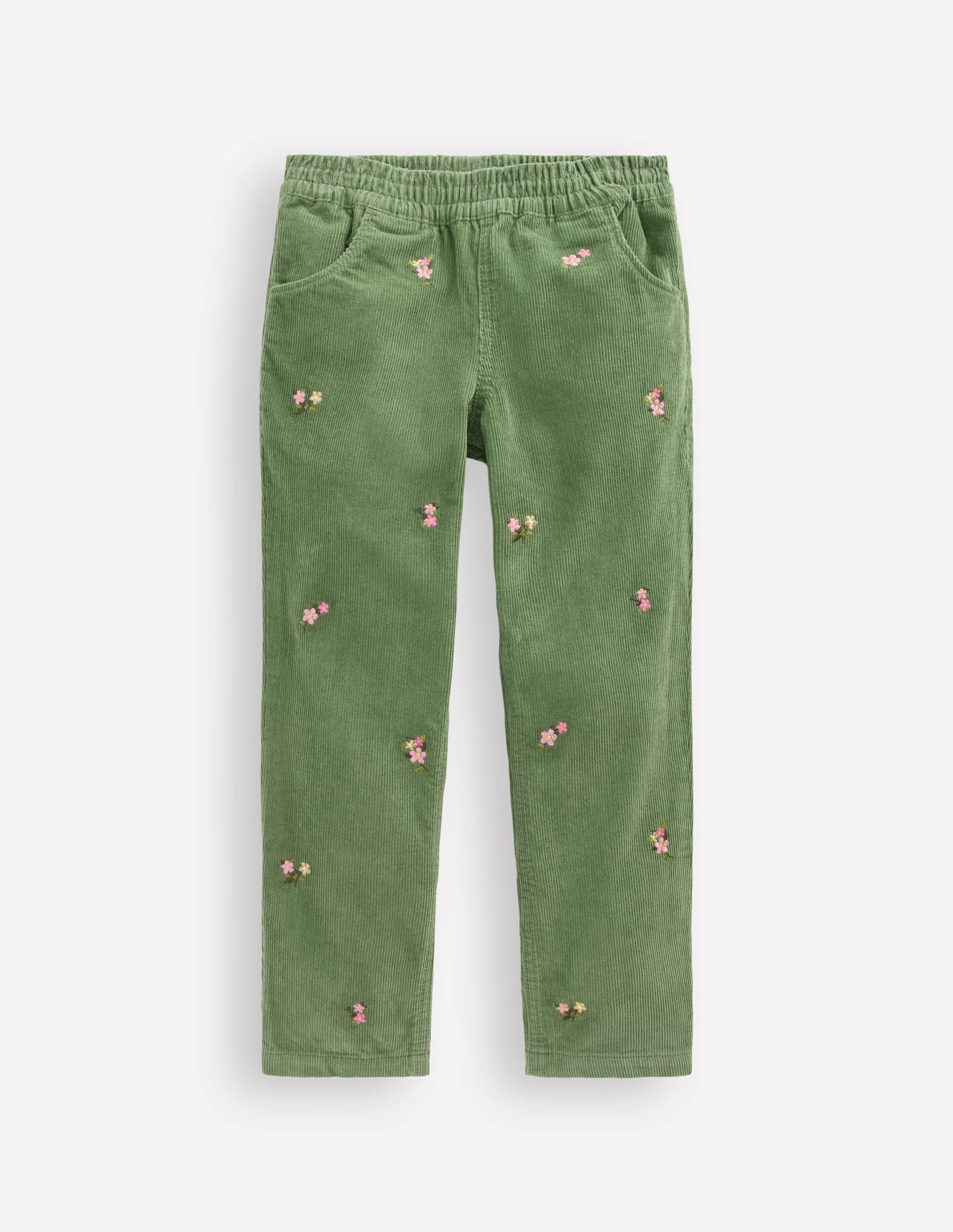 Cord Embroidered Pull-On Pants-Broccoli Green Embroidered | Boden (US)