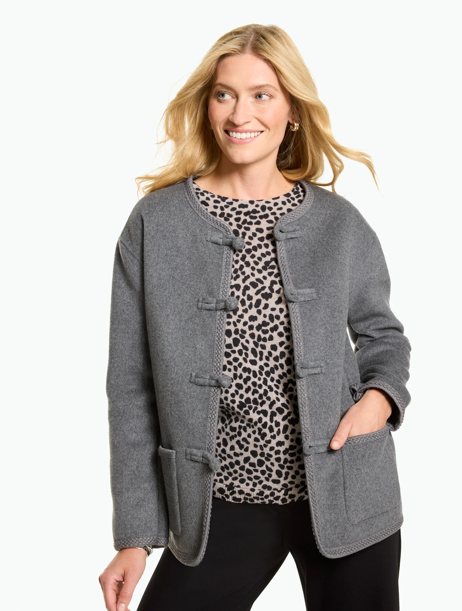 Plus Petite - Double Face Wool Blend Jacket - Shadow Heather - 3X Talbots | Talbots
