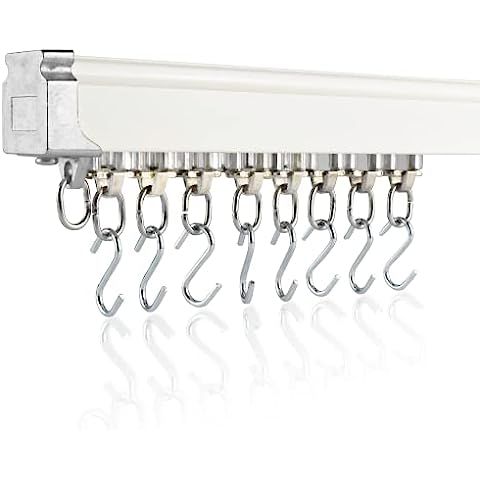 Kirsch 94004 Hand Draw Ceiling Mount Curtain Track Set (9' in 2 Sections-White) | Amazon (US)