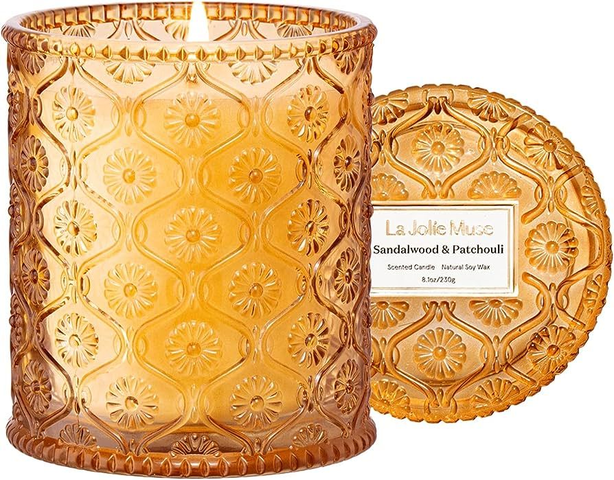 LA JOLIE MUSE Sandalwood & Patchouli Scented Candle, Candles for Home Scented, 8 oz 50 Hours Burn... | Amazon (US)