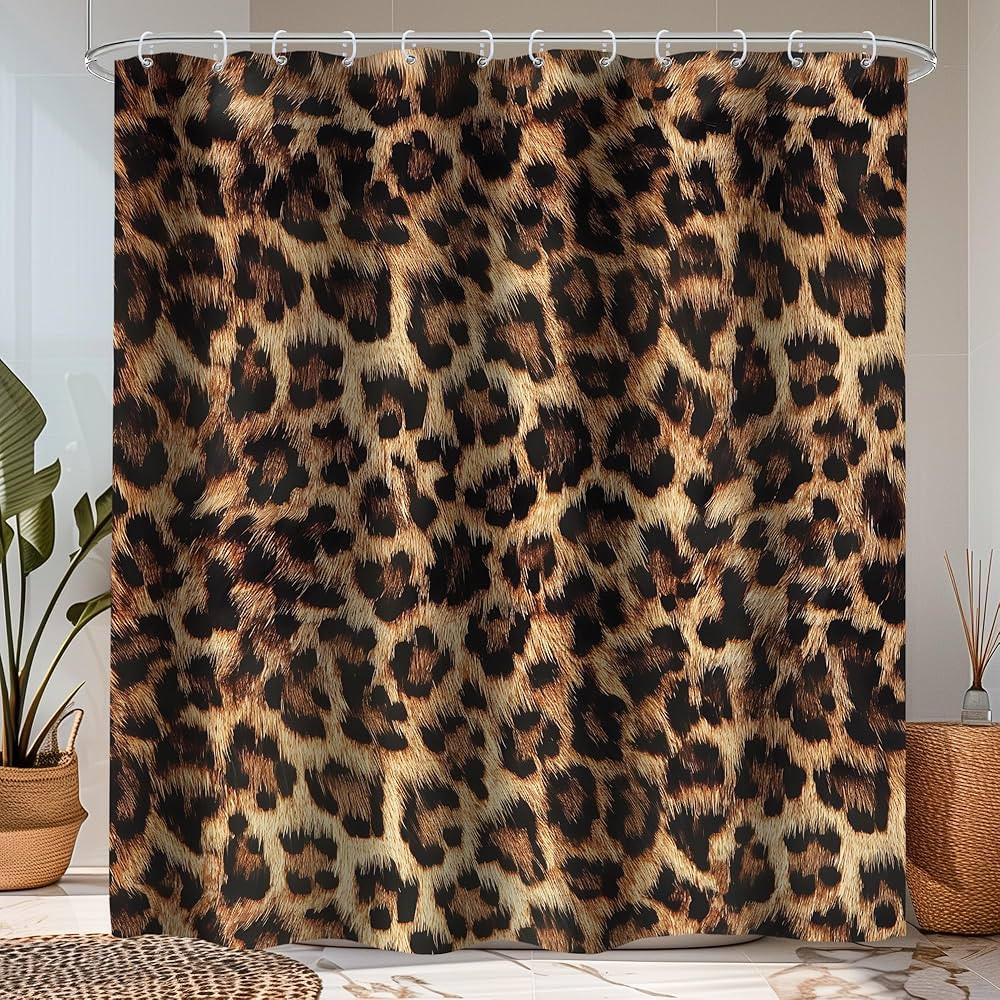 LIGHTINHOME Leopard Print Shower Curtain 60Wx72H Inch Wild Safari Skin Pattern Powerful Cheetah C... | Amazon (US)