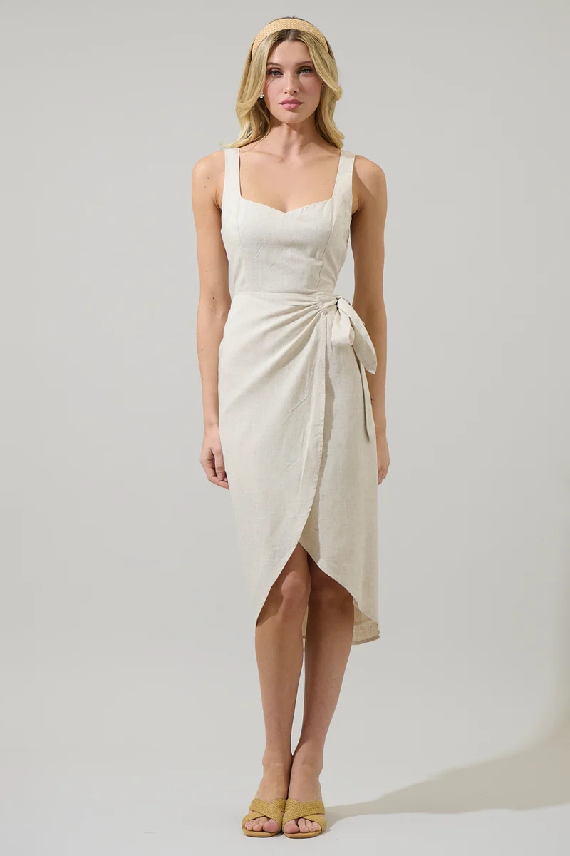 Beli Linen Wrap Midi Dress | Sugarlips