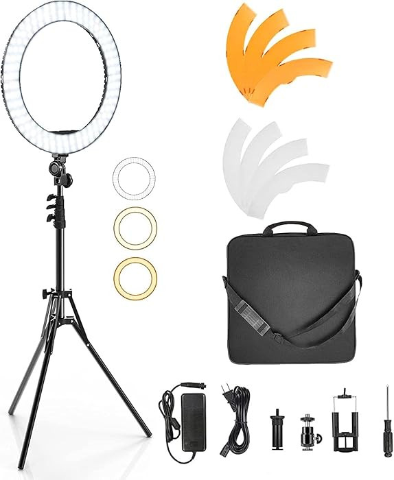 19 Inch Ring Light with Stand & Phone Holder – 55W 5500K Professional Ring Light for Tattoo Las... | Amazon (US)