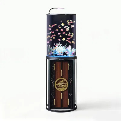Cylindrical Acrylic Aquariums Tank with Auspicious Cloud and Steering Wheel Decorations | Wayfair North America
