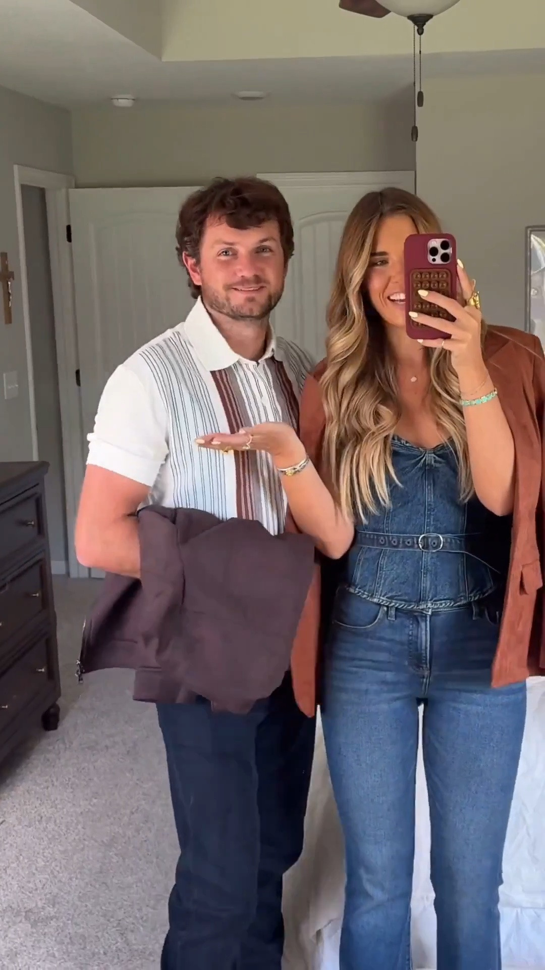 HIS AND HERS Date night ootd 🫶🏼 love express for their inseam options in pants👀
Sizing! 
Kira: Medium in blazer (sized up one), size small in denim top, 4 long in jeans, 

Traeton: Size small in jacket (could do a medium), size small in polo, jeans W32 L34 (Color: Extra Dark Wash20) 

#ExpressPartner @Express #DressToExpress

#LTKootd #LTKMens #LTKTall