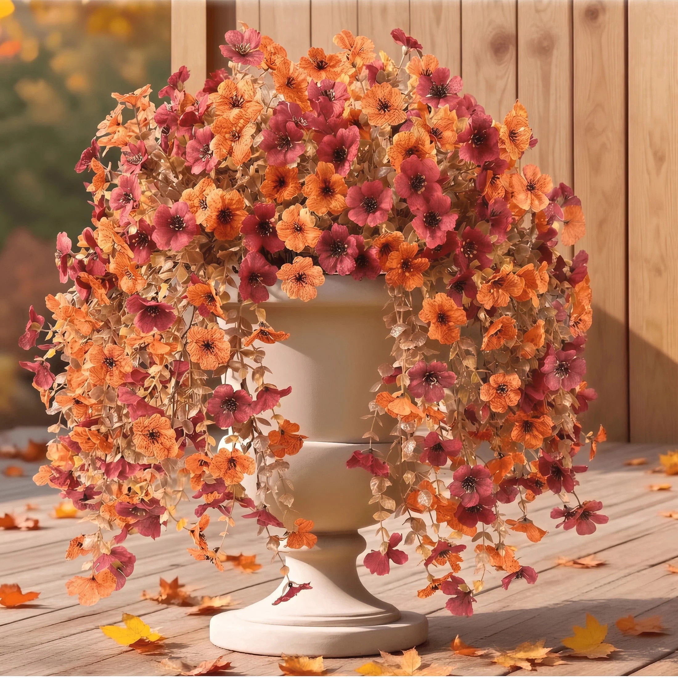 Scidweet Hanging Fall Flowers Outdoors, 2 Pcs Autumn Artificial Fake Flowers Faux Silk Fall Decor... | Walmart (US)