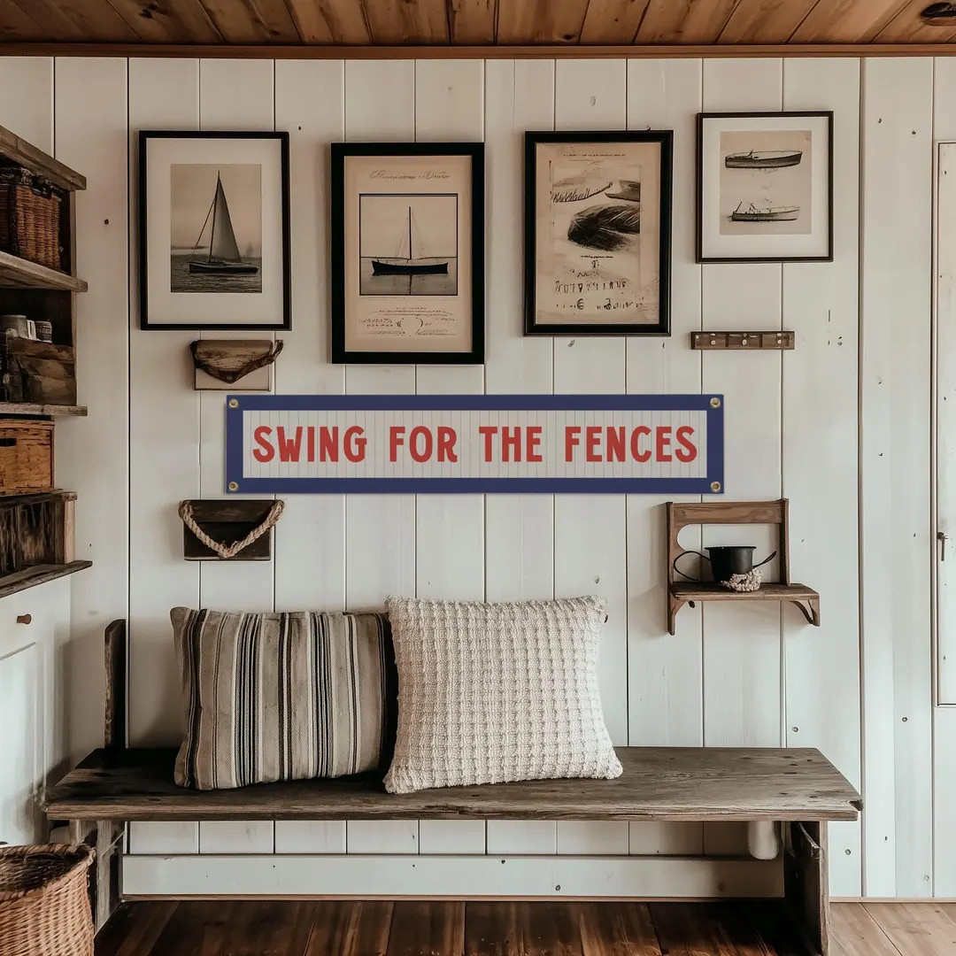 Swing For The Fences Felt Sign Banner | Vintage Baseball Banner, Inspirational Kids Room Decor, S... | Etsy (US)