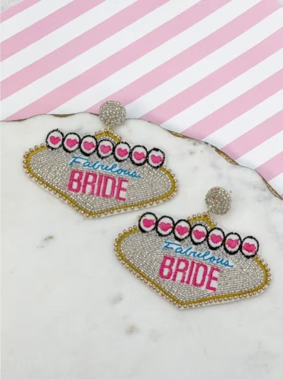 Bride Earrings, Bachelorette Party Earrings, Bridal Shower Earrings, Vegas Wedding Earrings, Vega... | Etsy (US)