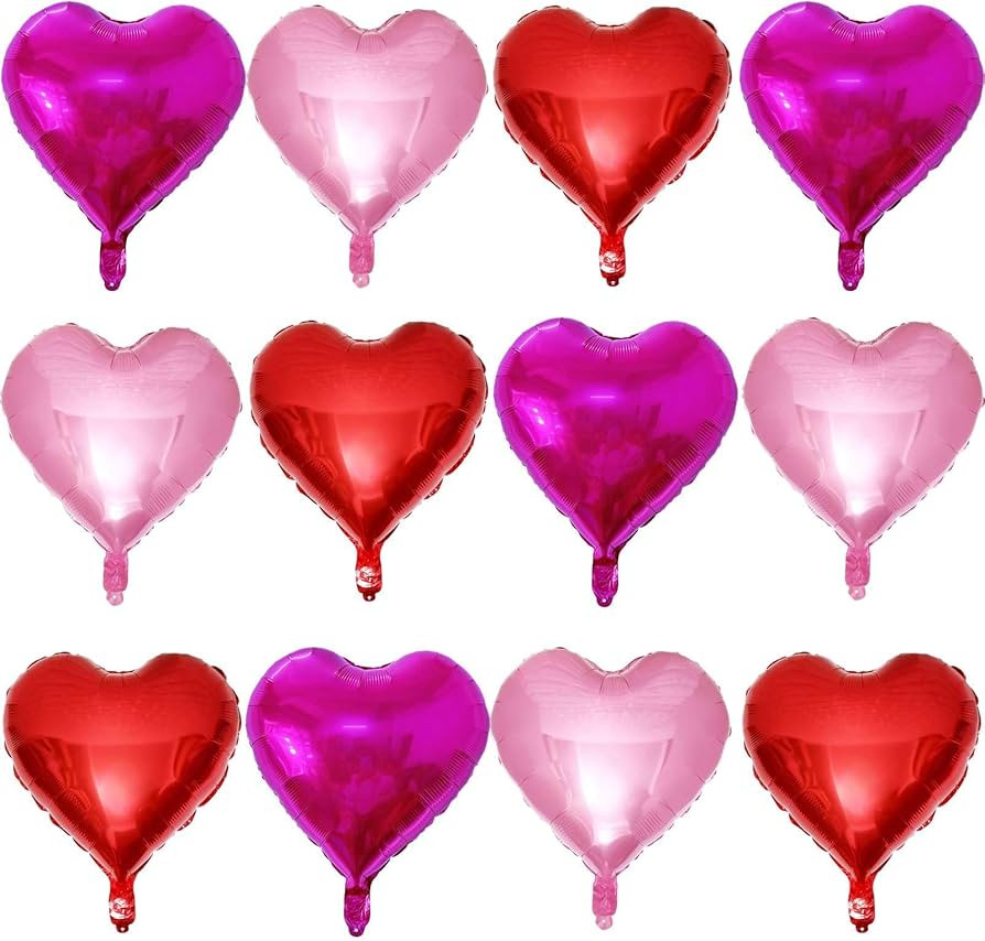 Lovoir 12 Pcs Red Heart Shape Foil Mylar Balloons 18 Inch Love Balloons for Valentine's Day Birth... | Amazon (US)