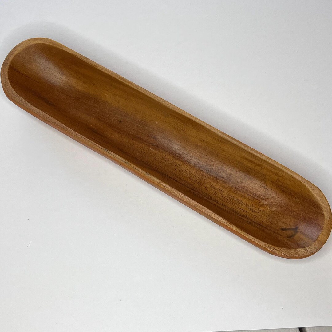 Vintage Hand-Painted Wooden Skinny Bowl: Orange Patina Rustic Decor | Etsy (US)