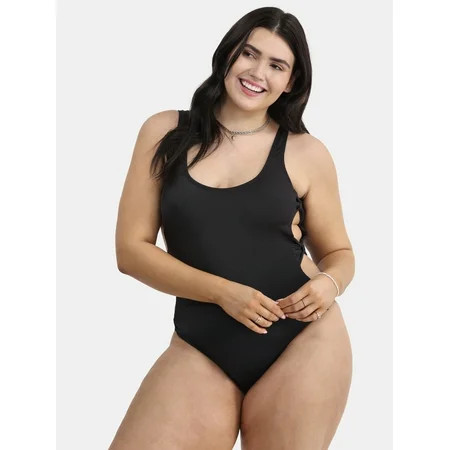 No Boundaries Women s Ribbed One Piece Swimsuit Sizes XXS-XXL | Walmart (US)