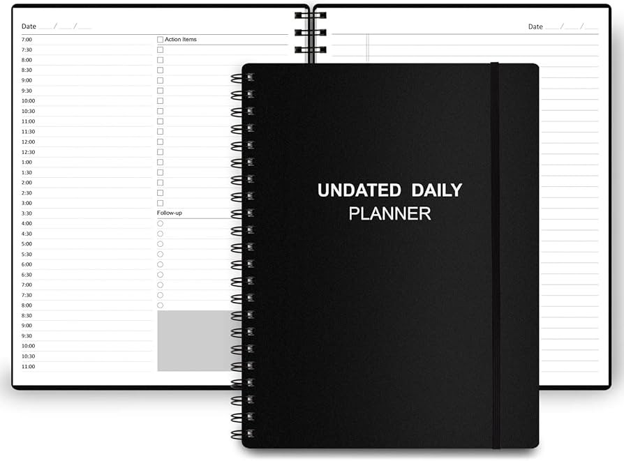Undated Daily Planner - Undated Planner with Hourly Schedules, Action Items and Follow-up, A4 Dai... | Amazon (US)