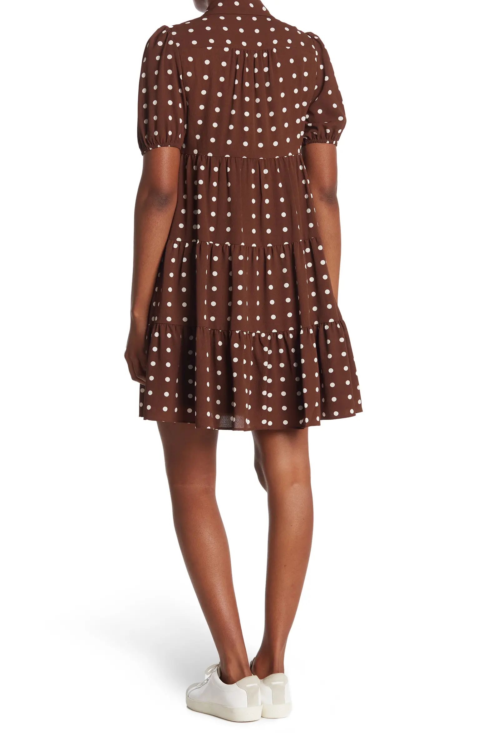 Polka Dot Short Sleeve Tiered Shirt Dress | Nordstrom Rack