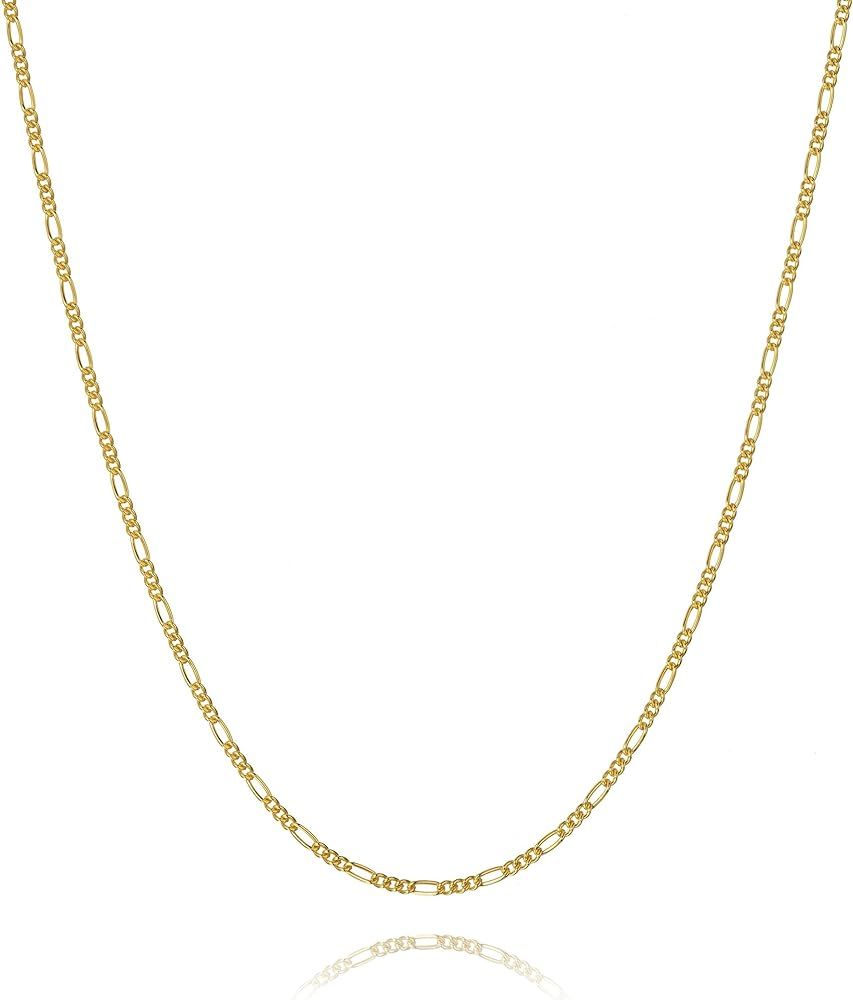 Ariana Lucci 14K Gold Filled Thin Italian Figaro Chain Necklace, 1.8mm Non Tarnish Classic Link Chai | Amazon (US)