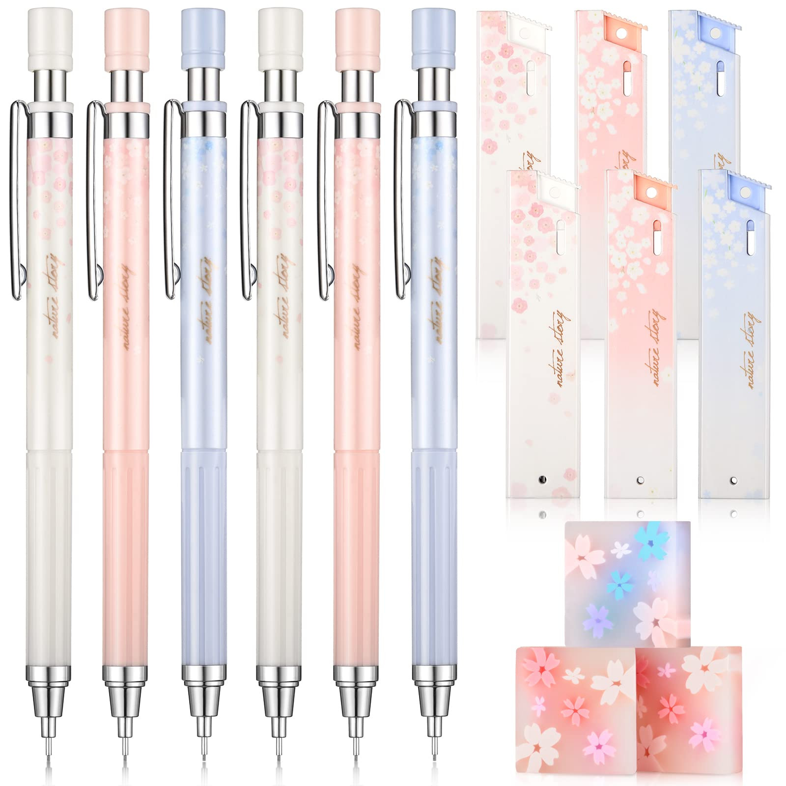 15 Pcs 0.5 mm Mechanical Pencil Set Include 6 Pcs Japanese Cute Pencils with 6 Tubes Pencil Refil... | Amazon (US)