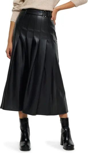 Pleated Faux Leather Midi Skirt | Nordstrom