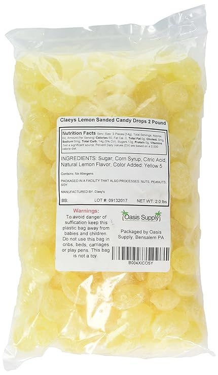Claeys Lemon Sanded Candy Drops, Old Fashioned, 2 Pound | Amazon (US)