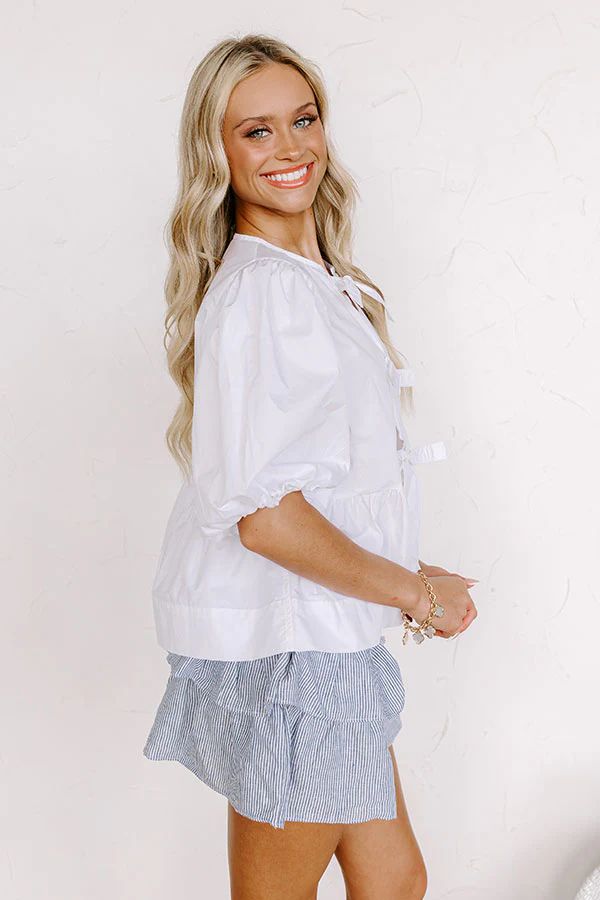 A Little Bit Flirty Front Tie Top in White | Impressions Online Boutique