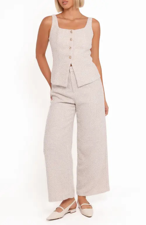 Petal & Pup Greta Tweed Vest & Pants Set in White Brown Marl at Nordstrom, Size 0 | Nordstrom