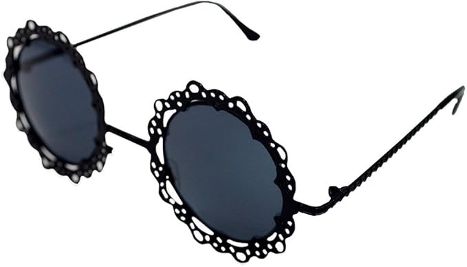 Mily Womens Vintage Hollow Lace Metal Flower Frame Round Sunglasses from | Amazon (US)