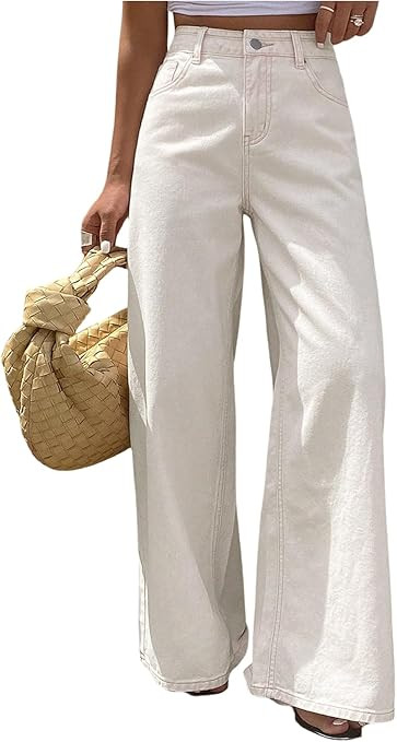 SOLY HUX Women's Straight Leg Baggy Jeans High Waisted Casual Denim Pants with Pocket | Amazon (US)