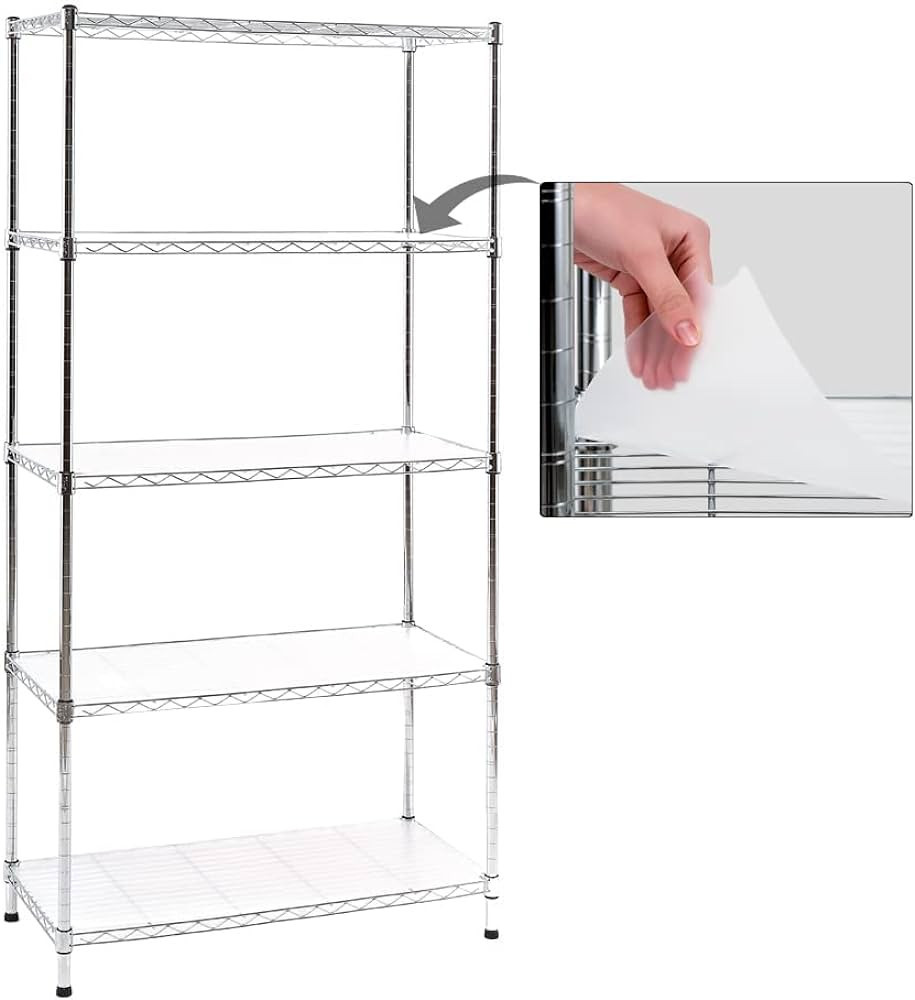 EFINE Chrome 5-Shelf Shelving Unit with Shelf Liners Set of 5, Adjustable, Steel Wire Shelves, 15... | Amazon (US)