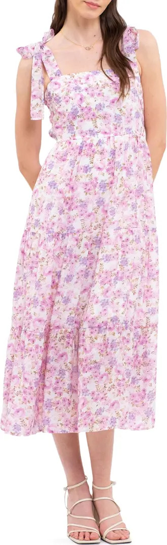 Ribbon Tie Strap Midi Dress | Nordstrom Rack