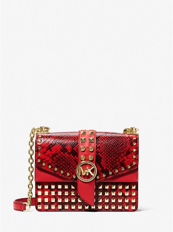 Greenwich Small Studded Snake Embossed Leather Crossbody Bag | Michael Kors US