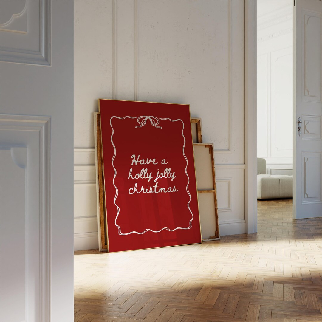 Trendy Christmas Print Merry Christmas Winter Poster Minimalist Red Quote Have a Holly Jolly Chri... | Etsy (US)