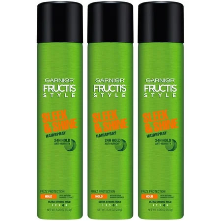 Garnier Fructis Style Sleek And Shine Anti-Humidity Hairspray, Ultra Strong Hold, Frizz Protection 8.25 Oz, 3 Count (Packaging May Vary) | Walmart (US)