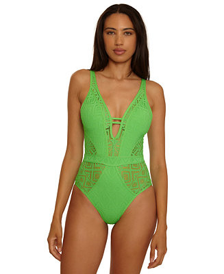 BeccaWomen's Color Play Crochet Plunge One-Piece Swimsuit | Macy's