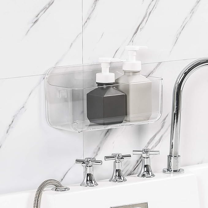 Ettori Bathroom Shower Organizer Basket Wall Mounted Adhesive Shower Caddy Organizer Storage for ... | Amazon (US)