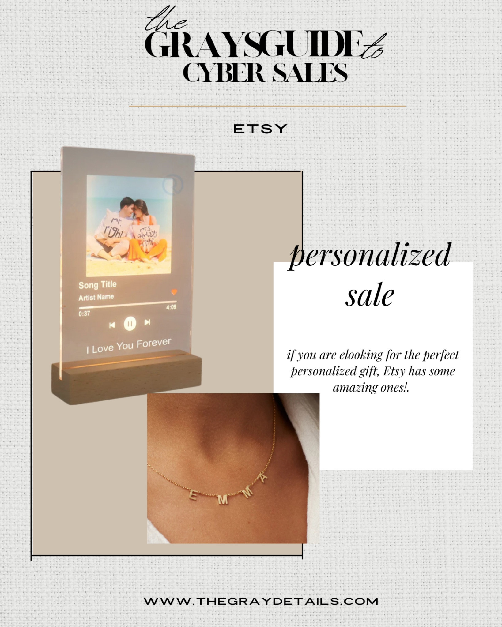 Etsy sale on personalized gifts 

#LTKsalealert #LTKCyberweek #LTKGiftGuide