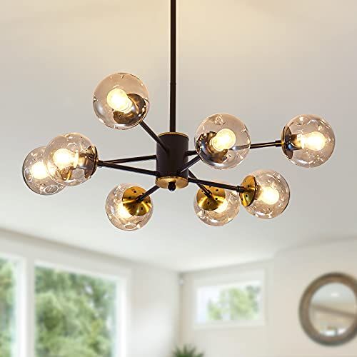 8 Light Chandelier Pendant Lighting Black with Glass Globes Classic Vintage Ceiling Light Fixture fo | Amazon (US)