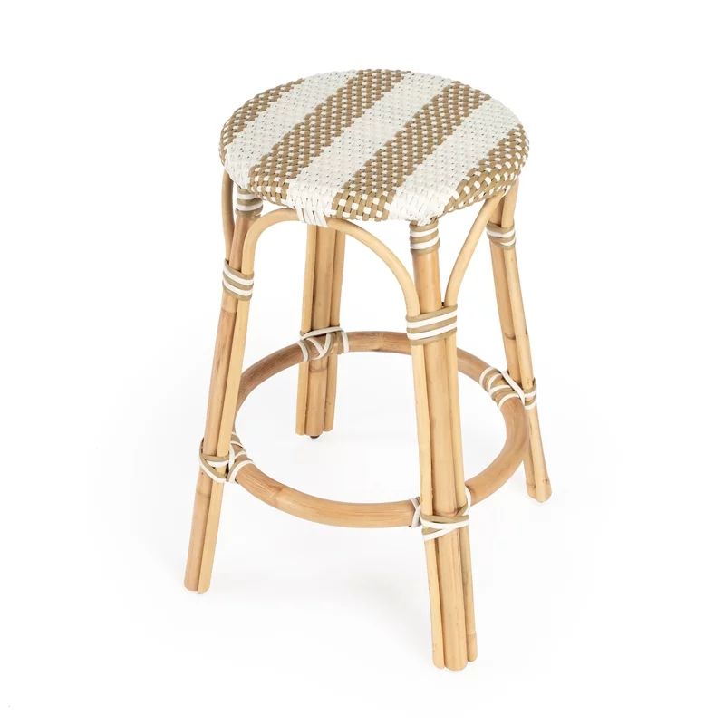 Beaumont Lane Beige & White Rattan Counter Stool - Walmart.com | Walmart (US)