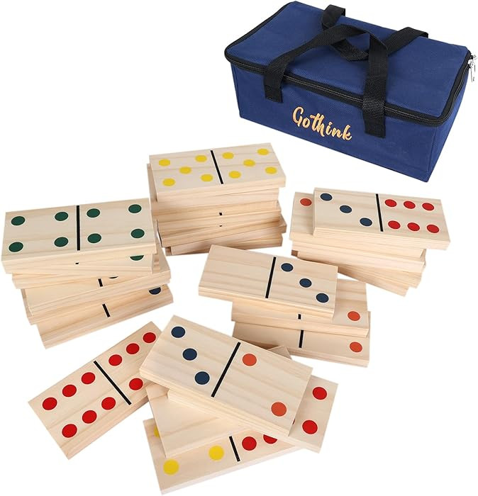 GOTHINK Giant Wood Dominoes Game Outdoor Set for Adults and Kids, 28pcs Jumbo Large-Format Domino... | Amazon (US)