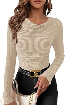 Prettygarden longh sleeve ribbed top | Amazon (US)