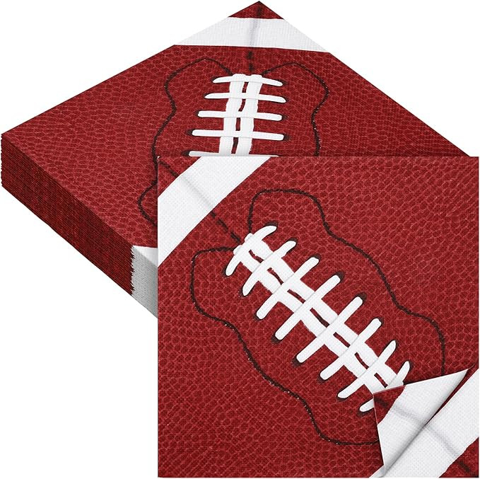 Aodaer 48 Pieces Football Paper Napkins Disposable Football Party Napkins Football Rugby Cocktail... | Amazon (US)
