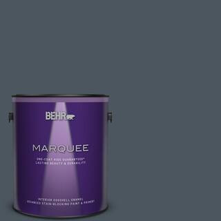 1 gal. #N480-7 Midnight Blue One-Coat Hide Eggshell Enamel Interior Paint & Primer | The Home Depot