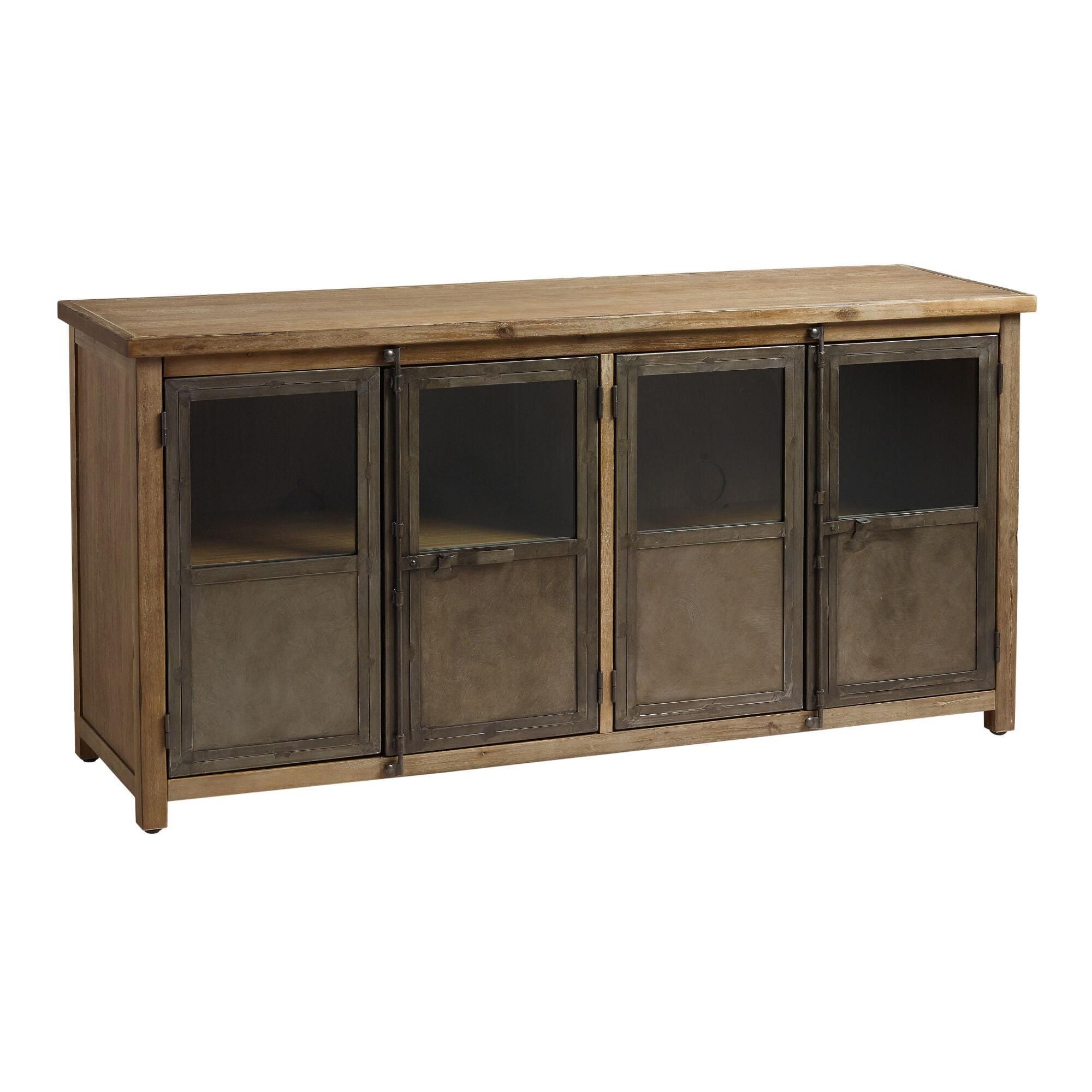 Langley Aged Latte Wood And Metal Storage Cabinet | World Market